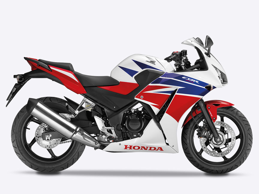 CBR300R, Super Sport, štúdiový záber, trikolóra Ross White, zboku