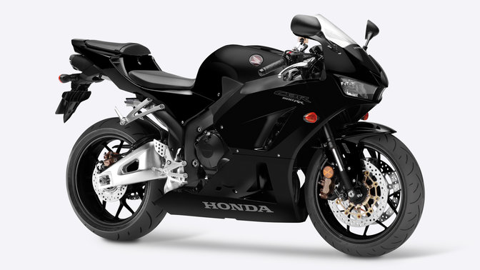 Čierny model CBR600RR, zboku, pravá strana.