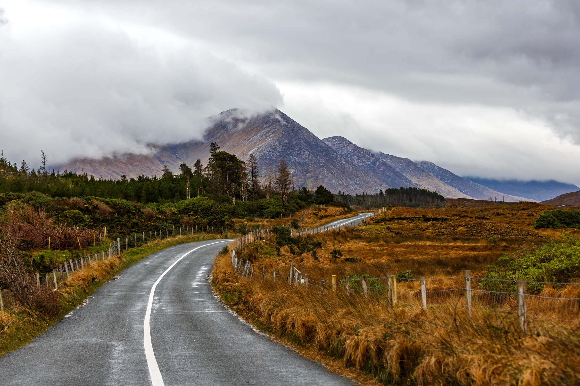 Kľukatiaca sa cesta na írskej ceste Wild Atlantic Way