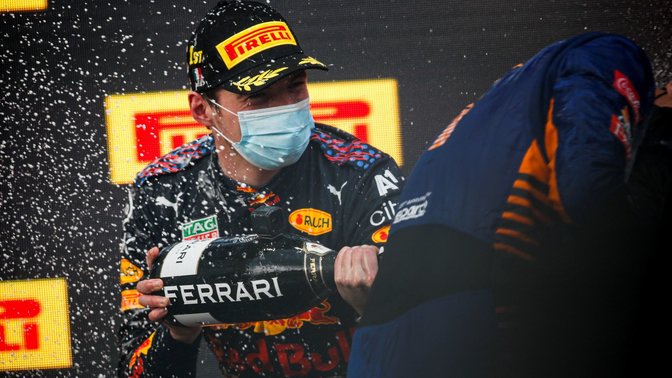 Pierre Gasly celebrating his Formula 1 victory at the Italian Grand Prix