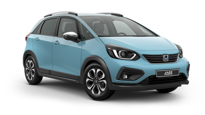 Trojštvrťový záber spredu na model Honda Jazz
