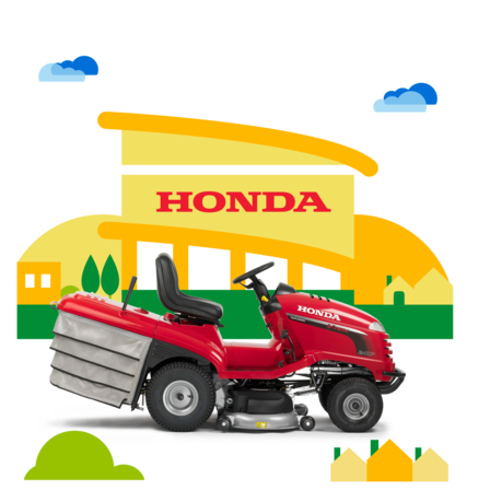 Ilustrácia predajcu – bočný pohľad na traktorovú kosačku.