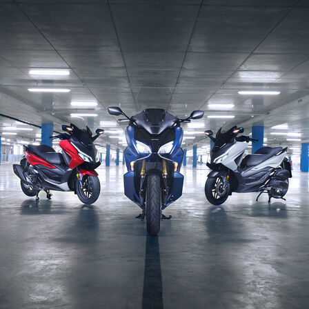Rad modelov Honda Forza na parkovisku