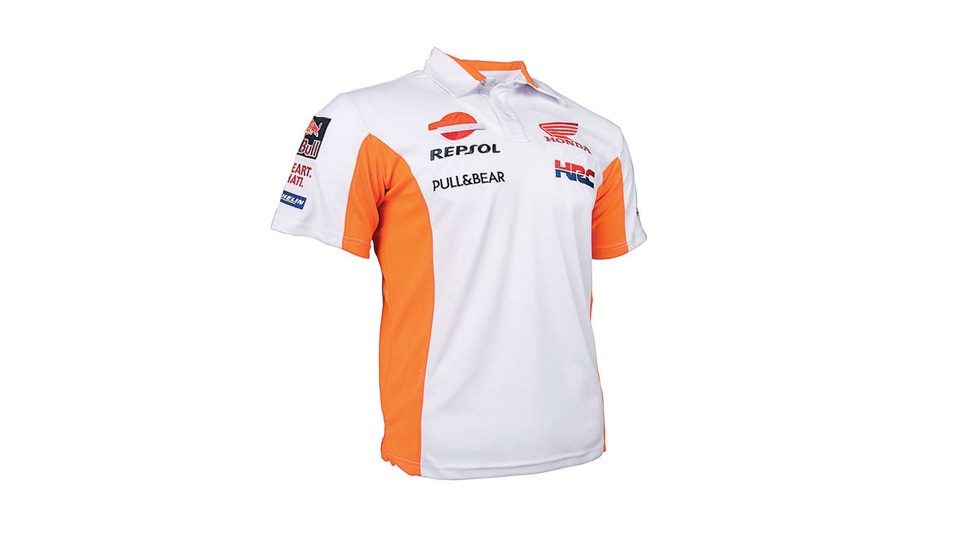Biela, farby tímu Honda MotoGP s logom Repsol.