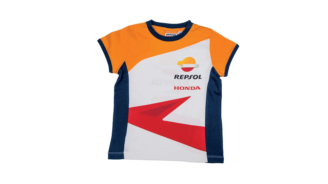 Detské tričko Honda Repsol s farbami Honda MotoGP a logom Repsol.