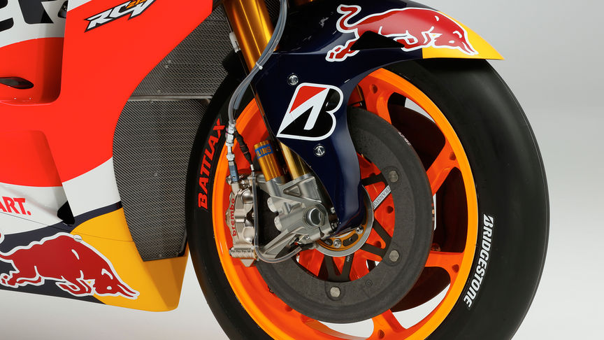 Detail kotúčových bŕzd motocykla Honda.