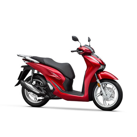 Honda-SH150i, trojštvrťový pohľad spredu, model Pearl Splendor Red