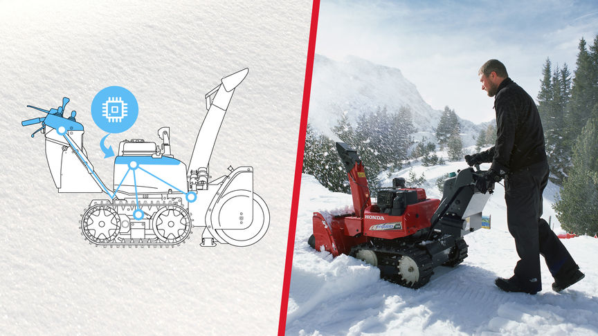 Vľavo: obrázok modelu Hybrid so zameraním na diagnostický systém. Vpravo: model Hybrid pri používaní obsluhou, horské prostredie.