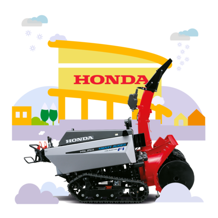 snehová fréza pred predajňou